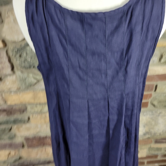 Eileen Fisher Navy Blue Linen High Low Sleeveless Dress size Medium - Picture 6 of 9